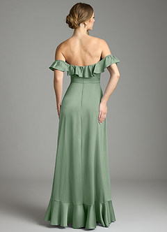 Azazie Lyra Bridesmaid Dresses Matcha A-Line Off the Shoulder Stretch Satin Convertible Dress image10