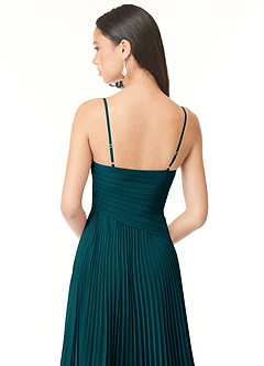 Azazie Vini Bridesmaid Dresses Pine A-Line V-Neck Pleated Chiffon Dress image5
