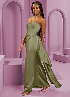 Barbie ♥ Azazie At-home Try On Dresses Sky Blue Sheath Strapless Stretch Satin Convertible Dress image6