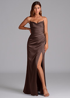 Azazie Claudelle Bridesmaid Dresses Ganache Mermaid Strapless Stretch Satin Dress image5