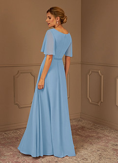 Azazie Tricia Mother of the Bride Dresses Powder Blue A-Line V-Neck Pleated Chiffon Dress image2