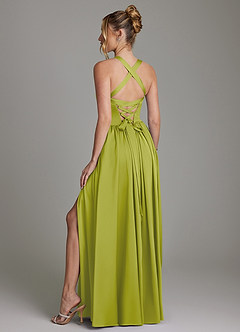 Azazie Francis Bridesmaid Dresses Lemongrass A-Line Corset Stretch Satin Dress image7