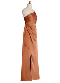 Azazie Eren Junior Copper Sheath Pleated Stretch Satin Dress image6