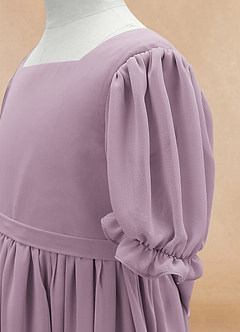 Azazie Joss Blumenmädchenkleider A-Linie mit ärmel Chiffon Kleid Blauregen image8
