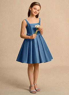 Azazie Jello Flower Girl Klänningar Klä Balklänning i Matt satäng Plisserad image4