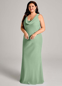 Azazie Rylina Bridesmaid Dresses Matcha Mermaid Pleated Chiffon Dress image9