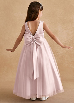 Azazie Cookie Flower Girl Dresses Blushing Pink A-Line Bow Tulle Dress image1