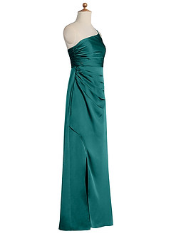 Azazie Eren Junior Peacock Sheath Pleated Stretch Satin Dress image8