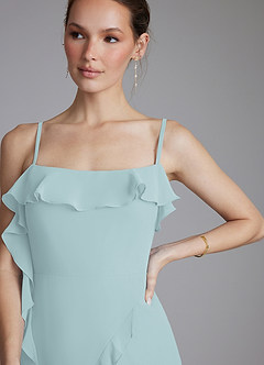 Azazie Malia Bridesmaid Dresses Mist Sheath Ruched Chiffon Dress image3