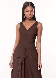 Azazie Julianna Brudepigekjoler En streg Chiffon Gulv-længde Kjole image5