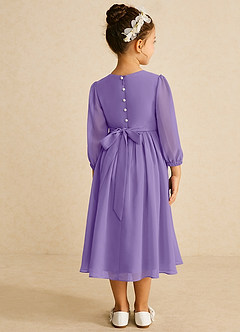 Azazie Lolo Robe Demoiselle D'honneur Fillette Robe Trapèze en Mousseline de soie avec manches Tahiti image5
