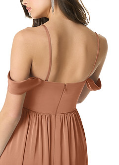 Azazie Morana Bridesmaid Dresses Bronzer A-Line Off the Shoulder Stretch Satin Convertible Dress image9
