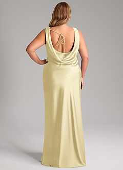 Azazie Rylina Bridesmaid Dresses Lemon Sorbet Mermaid Stretch Satin Dress image8