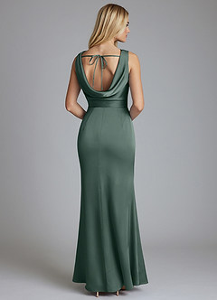 Azazie Tallie Bridesmaid Dresses Sea Moss Mermaid Pleated Stretch Satin Dress image6
