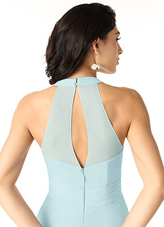 Azazie Danica Bridesmaid Dresses Sea Glass A-Line Pleated Chiffon Dress image5