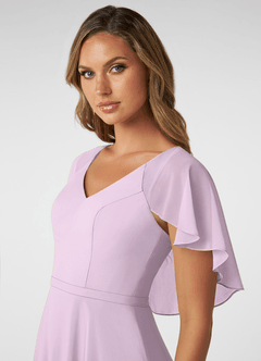 Azazie Jamie Brautjungfernkleider A-Linie Chiffon Kleid Frostiges Flieder image6