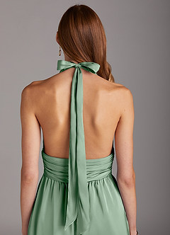 Azazie Oli Bridesmaid Dresses Agave Pleated Stretch Satin Jumpsuit image5
