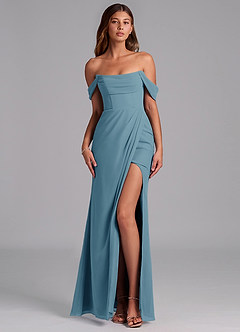 Azazie Johana Jurken voor bruidsmeisjes Converteerbaar Jurk van Chiffon met Zeemeermin Off the Shoulder Bermuda image1