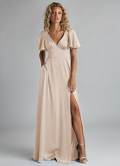 Azazie Kimber Bridesmaid Dresses White Alabaster A-Line Ruched Stretch Satin Dress image1