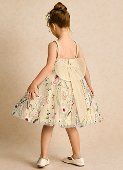 Azazie Peppa Flower Girl Dresses Classic Champagne A-Line Sweetheart Neckline Tulle Dress image5