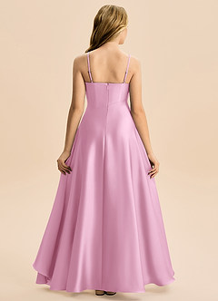 Azazie Eirlys Junior Vestido Rosa Caramelo de Satén Elástico de Corte en A con Plisado image2