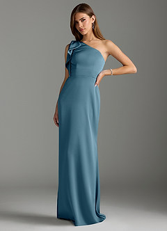 Azazie Rinna Bridesmaid Dresses Bermuda Mermaid Ruched Stretch Satin Dress image4