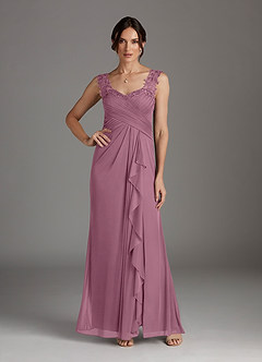Azazie Edelin Mother of the Bride Dresses Vintage Mauve A-Line Sweetheart Neckline Pleated Mesh Dress image2