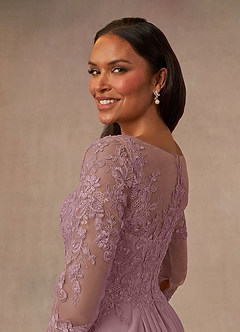 Azazie Calanthe Mother of the Bride Dresses Dusty Rose A-Line Scoop Chiffon Dress image4