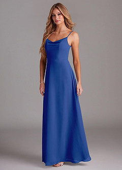 Azazie Daenerys Bridesmaid Dresses Royal Blue A-Line Cowl Chiffon Dress image4