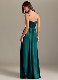 Azazie Calianna Bridesmaid Dresses Peacock A-Line Off the Shoulder Stretch Satin Convertible Dress image2