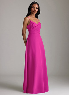 Azazie Kali Bridesmaid Dresses Fuchsia A-Line Pleated Chiffon Dress image3