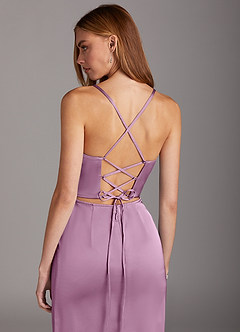 Azazie Brookelle Bridesmaid Dresses Wisteria Sheath Sweetheart Corset Stretch Satin Dress image6