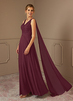 Azazie Joules Mother of the Bride Dresses Cabernet A-Line Sequins Chiffon Dress image3