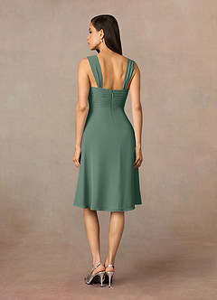 Azazie Olivia Mother of the Bride Dresses Eucalyptus A-Line Square Neckline Pleated Chiffon Dress image5