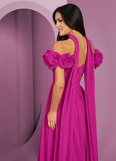 Barbie ♥ Azazie Abiti da Damigella Abito Convertibile A-Line in Chiffon a Spalla Scoperta Fucsia image19