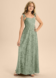 Azazie Rosey Junior Agave A-Line Sweetheart Neckline Floral Burnout Dress image7