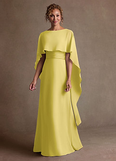 Azazie Marilla Mère de la mariée Robes Robe Trapèze en Mousseline de soie Plissée Canari image4