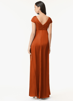 Azazie Allessia Maternity Bridesmaid Dresses A-Line Pleated Stretch Satin Floor-Length Dress image2