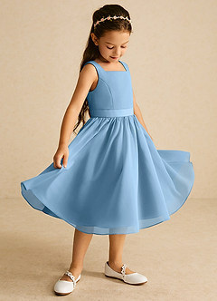 Azazie Ari Flower Girl Dresses Steel Blue A-Line Sleeveless Chiffon Dress image1