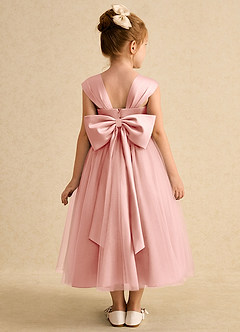 Azazie Chickadee Flower Girl Dresses Rosette Ball-Gown Sweetheart Neckline Matte Satin Dress image3
