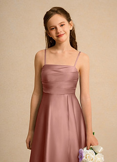 Azazie Pebbles Girl Flower Girl Klänningar Klä A-Line i Matt satäng Plisserad image4