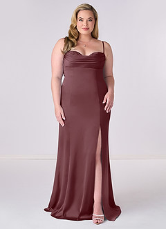 Barbie ♥ Azazie Bridesmaid Dresses Sangria Mermaid Corset Stretch Satin Dress image6