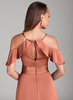 Azazie Dakota Jurken voor bruidsmeisjes Jurk van Stretch Satijn met A-Lijn Off the Shoulder Klei image6