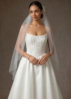 front Double Layer Lace Applique Tulle Waltz Veil