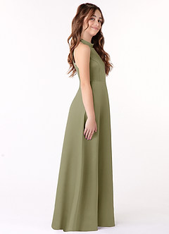 Azazie Laurel Junior Pistachio A-Line Stretch Satin Dress image2