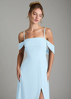 Azazie Mercedes Bridesmaid Dresses Sky Blue A-Line Off the Shoulder Chiffon Dress image3