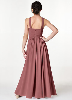 Azazie Jiya Junior Desert Rose A-Line Pleated Mesh Dress image2