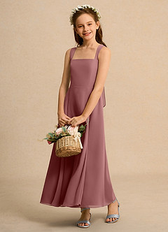 Azazie Tater Junior Formal Flower Girl Klänningar Klä A-Line i Chiffong Plisserad image4