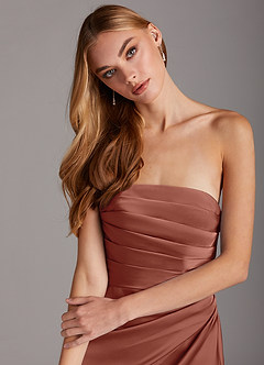 Azazie Lexie Final Sale Auburn Sheath Strapless Stretch Satin Convertible Dress image6
