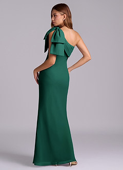 Azazie Yuanna Bridesmaid Dresses Emerald Mermaid One Shoulder Chiffon Dress image6